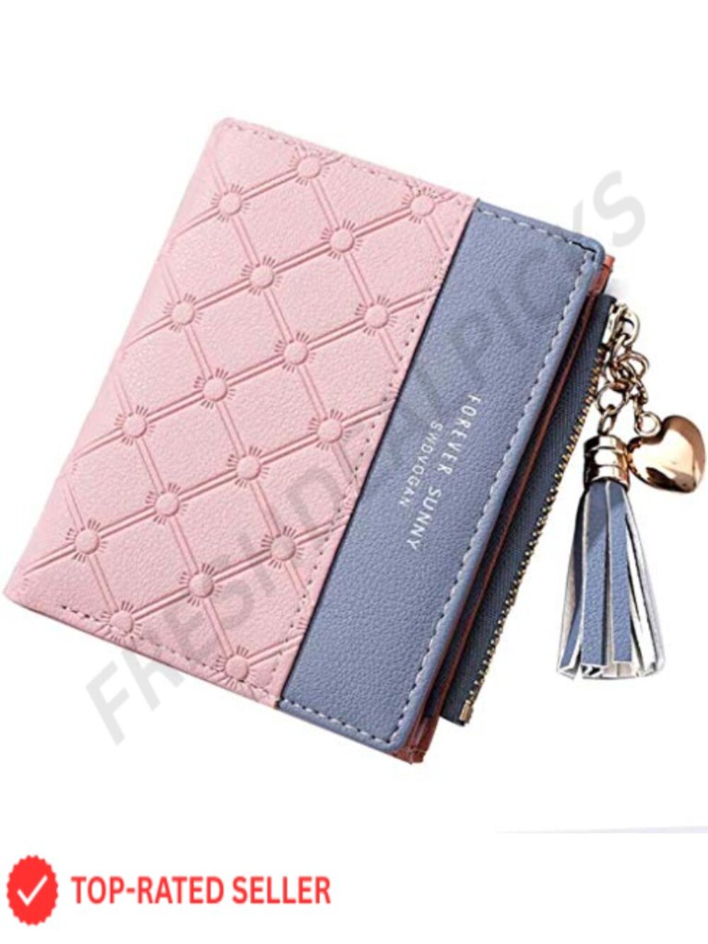 Small Bifold Wallet with RFID Blocking, Faux Leather, Zipper Coin Pocket & Card